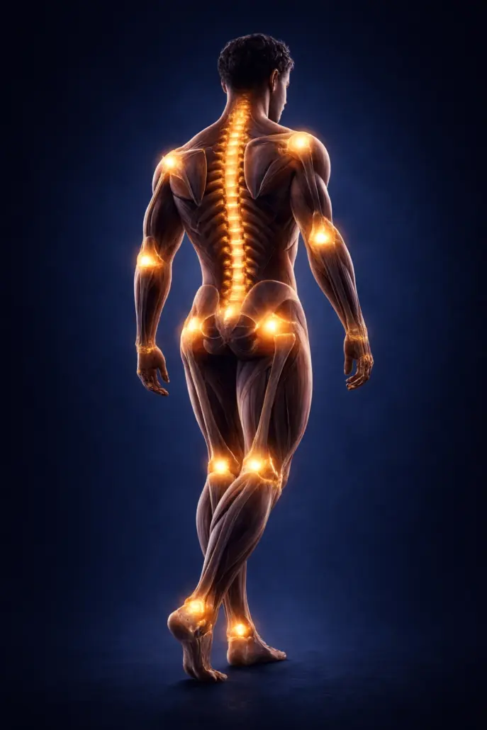 Schmerzepunkte dargestellt entsprechend der relevanten Gelenke des menschlichen Körpers